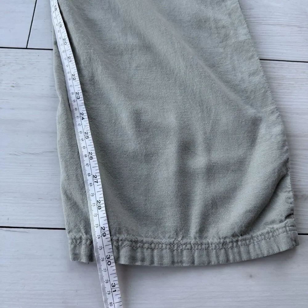 H&M Mens Medium Green Linen Blend Chino Pants Lightweight Casual Coastal Preppy